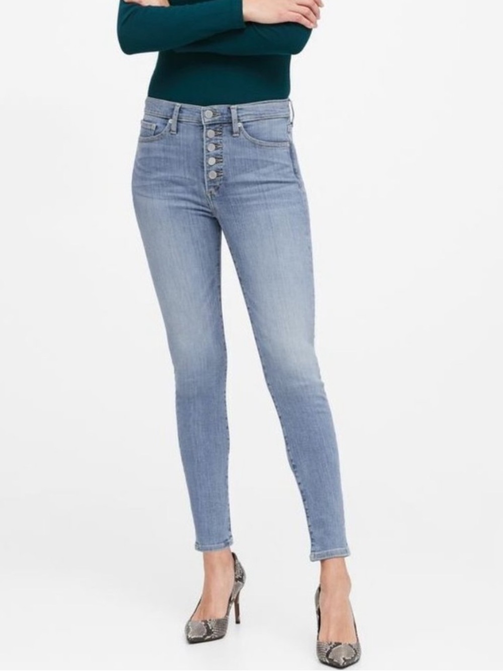 Banana Republic Jeans Light Wash High Rise Skinny Jeans Button Fly Women’s 30